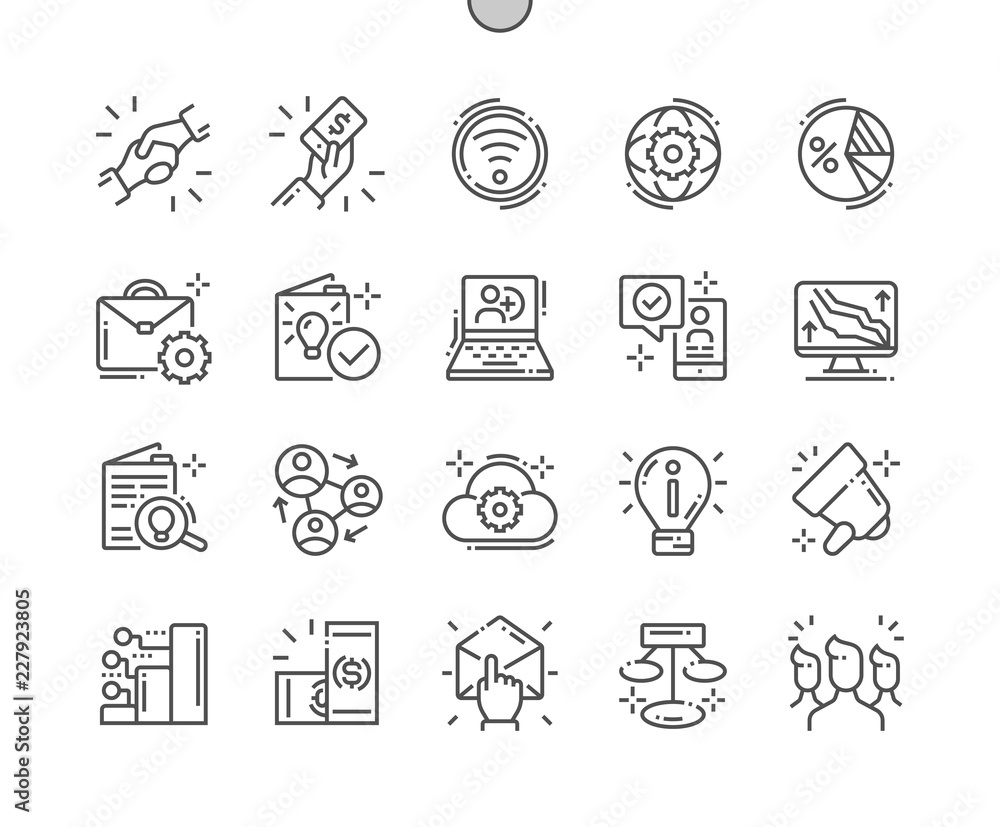 Poster mlm well-crafted pixel perfect vector thin line icons 30 2x grid for web graphics and apps. simple m