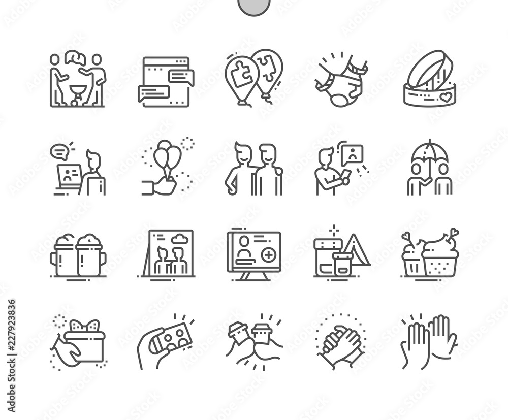 Aufkleber friendship well-crafted pixel perfect vector thin line icons 30 2x grid for web graphics and apps. s