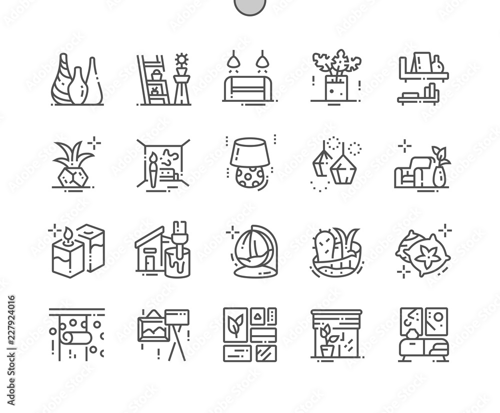 Poster home decoration well-crafted pixel perfect vector thin line icons 30 2x grid for web graphics and ap