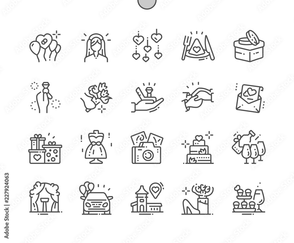 Aufkleber wedding well-crafted pixel perfect vector thin line icons 30 2x grid for web graphics and apps. simp