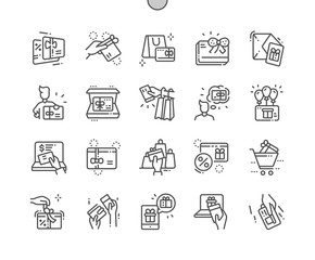 Gift Cards Well-crafted Pixel Perfect Vector Thin Line Icons 30 2x Grid for Web Graphics and Apps. Simple Minimal Pictogram