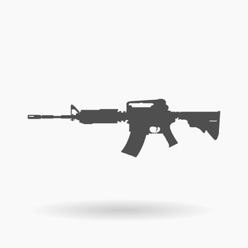 AR-15 Assault Rifle Icon Illustration silhouette.