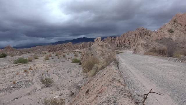 Scenic road Cafayate -  Cachi  (gravel part of National Route 40).  Quebrada de las Flechas, Salta, Argentina