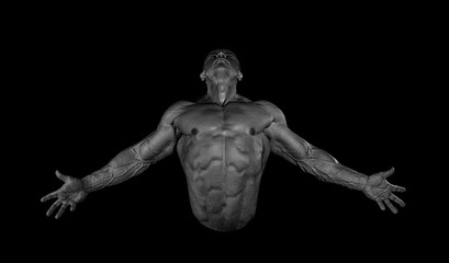 Fototapeta na wymiar Portrait of male bodybuilder posing