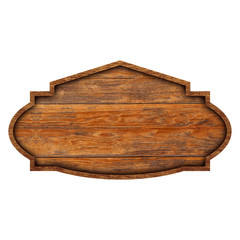 Wooden sign boards isolated on white background with objects clipping path for design work