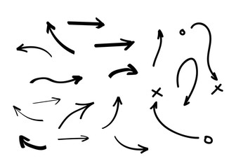 Set of hand drawn arrows. Arrows doodle set