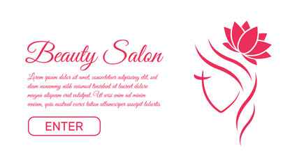 Beautiful woman face logo template for hair salon. Logo hair template
