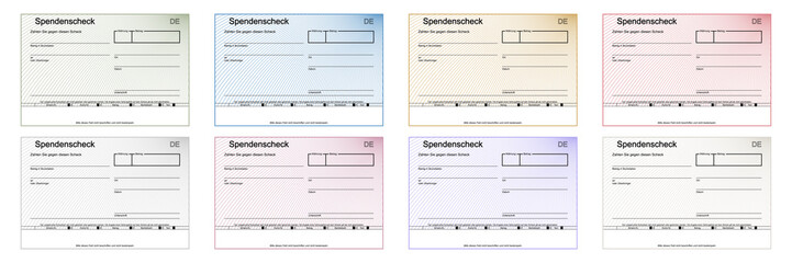 Acht Spendenschecks Vorlage