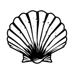 Vintage monochrome scallop seashell template