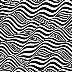 Pattern with optical illusion. Black and white design. Abstract striped background. Vector illustration.