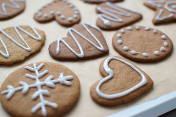 Freshly baked christmas gingerbread cookies