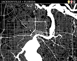 Simple map of Jacksonville, Florida