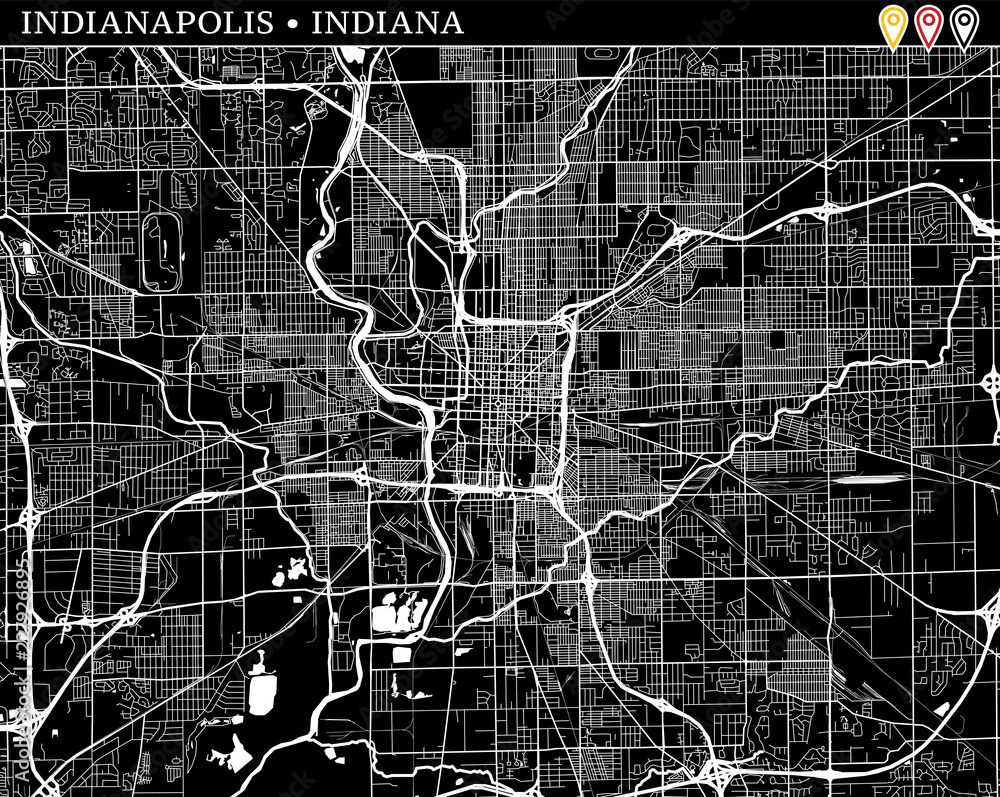 Wall mural simple map of indianapolis, indiana