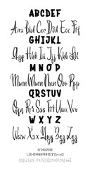 Two font. Vector hand drawn typeface. Brush painted letters. Handmade alphabet for your designs: logo, posters, wedding invitations, cards, etc.