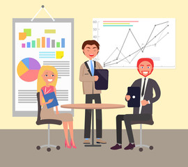Business Conversation in Office Colorful Poster