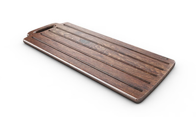 Wooden cutting board isolated on white background 3d render