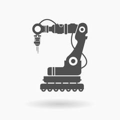 Robotic Arm Machine Icon Illustration silhouette.