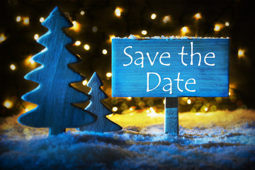 Blue Christmas Tree, Text Save The Date