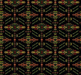 Vector Seamless Pattern in Ethnic Style. Creative tribal endless ornament, perfect for textile design, wrapping paper, wallpaper or site background. Trendy hand drawn boho tile.