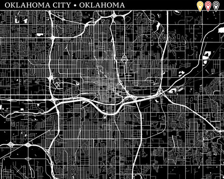 Simple Map Of Oklahoma City, Oklahoma