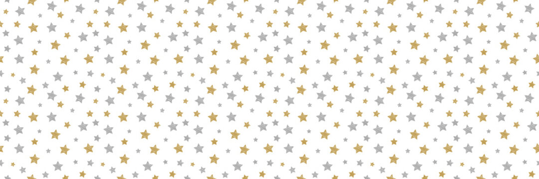 Seamless texture with hand drawn stars. Vector.
