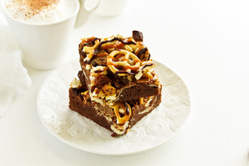 chocolate brownie with caramel.