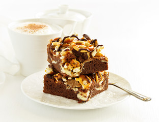 chocolate brownie with caramel.