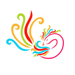 Obraz premium Graceful colorful bird, phoenix or beautiful rooster