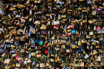 Fototapeta premium a love lock on a bridge in Paris