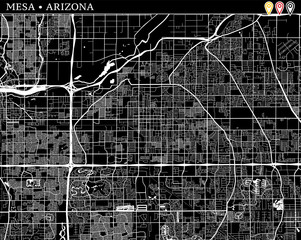 Simple map of Mesa, Arizona