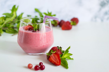 Strawberry smoothie with mint