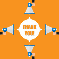 vector flat design business illustration concept. Thank you digital marketing business man holding megaphone for website and promotion banners.
