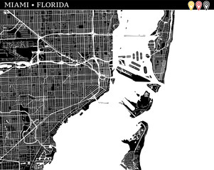 Simple map of Miami, Florida