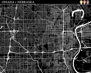 Simple map of Omaha, Nebraska