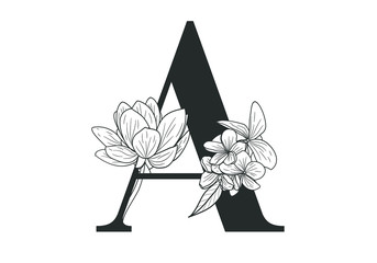 Letter A Flower 01, handmade flower, adenium illustration, frangipani flower