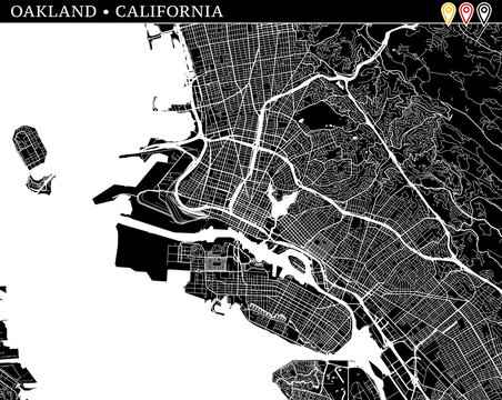 Simple map of Oakland, California
