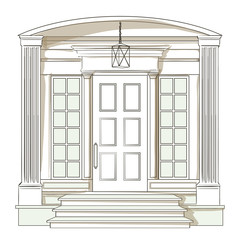 Vector front door from traditional luxury house.