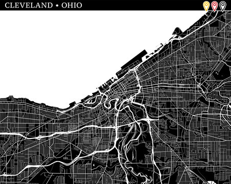 Simple map of Cleveland, Ohio