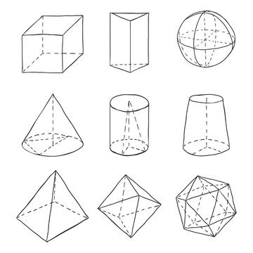 Vector Set of Black Hand Drawn Sketch Geometry Shapes