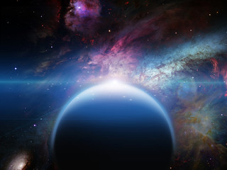 Obraz na płótnie Canvas Planet with nebulos filaments
