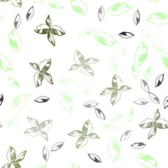 Light Green vector seamless abstract pattern with leaves.
