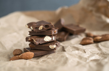 Milk chocolate with whole almonds