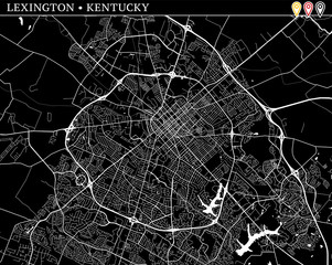 Simple map of Lexington, Kentucky