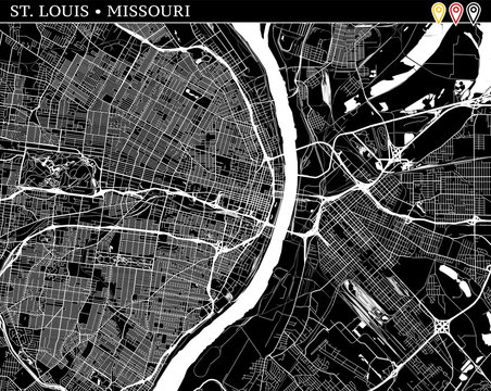 Simple map of St. Louis, Missouri