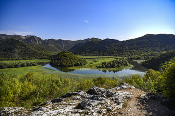 Naklejka na ściany i meble Landscape of the Crnojevica river in Montenegro.
