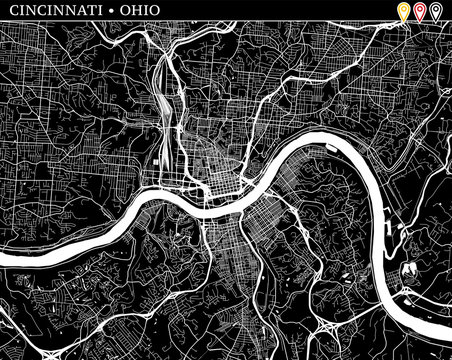 Simple map of Cincinnati, Ohio