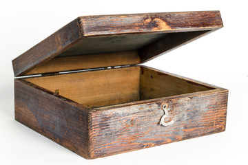 Empty wooden box on a white background. Isolated.