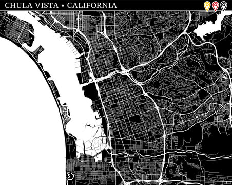 Simple map of Chula Vista, California