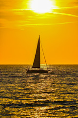 sailboat at sunset