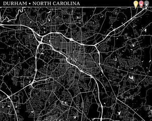 Simple map of Durham, North Carolina